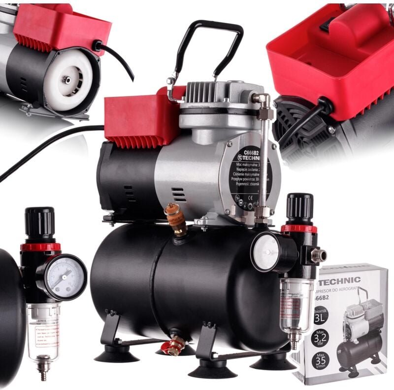 Ölfreier Kolbenmodellierkompressor Mit 3l Flasche Für Airbrush