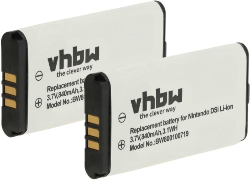 Vhbw - 2x Akku Ersatz für Nintendo TWL-001, c/twl-a-bp, TWL-003, BOAMK01 für Spielekonsole (840 mAh, 3,7 v, Li-Ion)