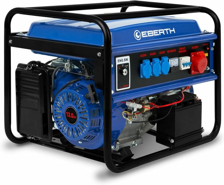 5500 Watt Notstromaggregat Stromerzeuger Stromaggregat mit E-Start, 13 ps Benzinmotor, 4-Takt, 3-Phasen, 1x 400V, 3x 230...