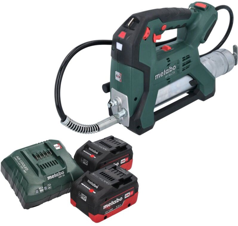 Metabo FP 18 LTX Akku Fettpresse 18 V 690 bar + 2x LiHD Akku 5,5 Ah + Ladegerät