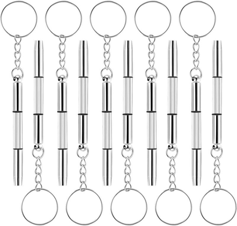 Sollbry 10 Stück Edelstahl-Schraubendreher, 3-in-1-Mini-Schraubendreher, Schlüsselanhänger, tragbarer Schraubendreher, S...