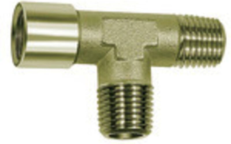 Riegler T-Stück, außen/außen/innen, G/R 1/8, SW 10, Messing vernickelt