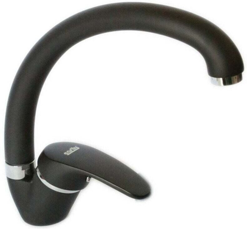 Cleafe - Einhebel-Küchenspültischarmatur mit gebogenem Auslauf, Schwarz 52938 - - Ymyny