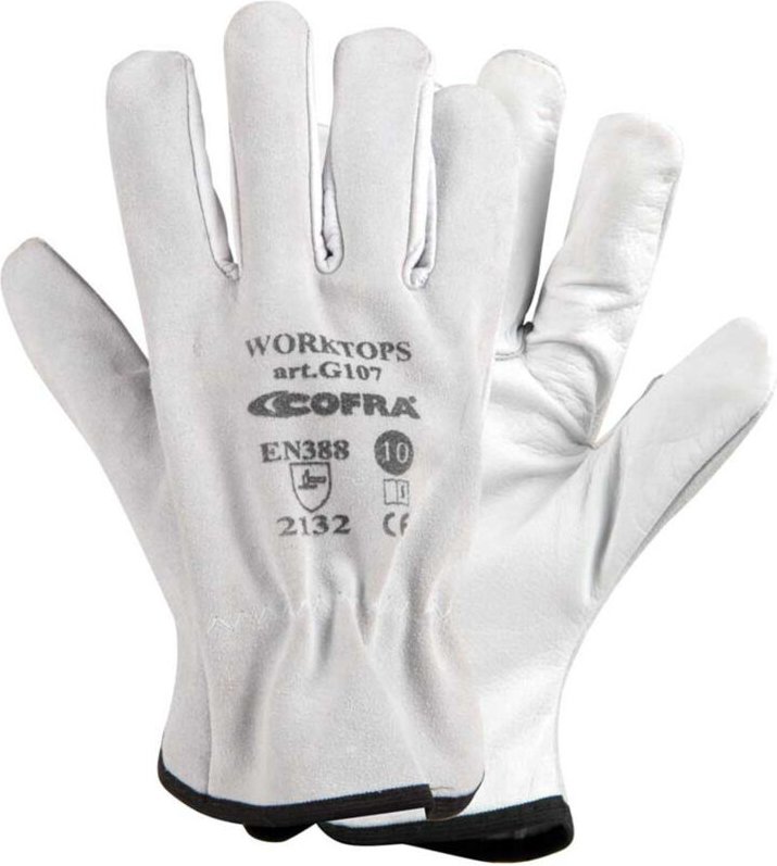 Arbeitshandschuhe aus Rindspaltleder weiß 8 (m)