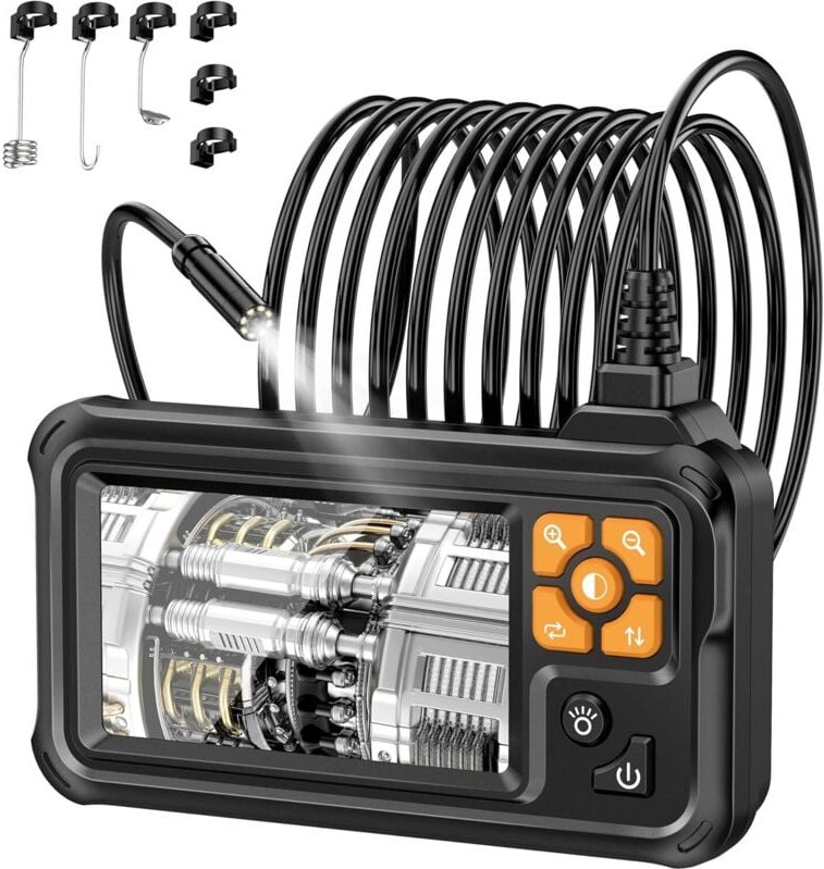 Industrielles digitales HD-Endoskop, 4,3 Zoll 1080P IPS-Endoskop-Inspektionskamera mit tragbarer wasserdichter IP67-Kana...