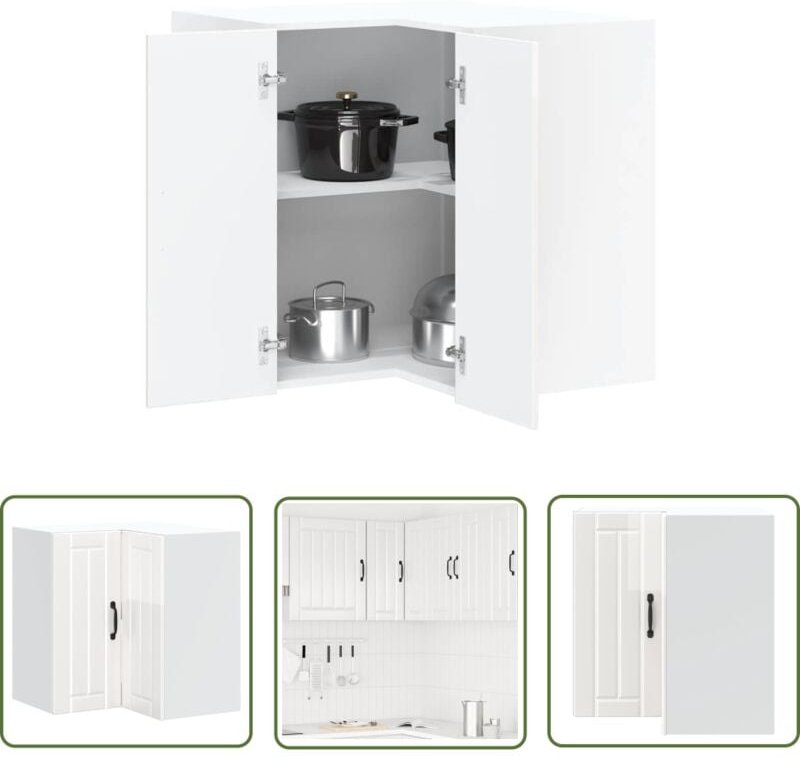 The Living Store - vidaXL Küchen-Eckhängeschrank Lucca Hochglanz-Weiß Holzwerkstoff