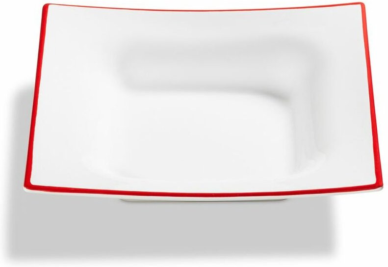 Gmundner Keramik - Rubinroter Rand, Suppenteller Trend (20x20cm)