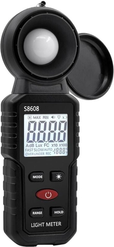 Digitales Luxmeter, Lichtmessgerät mit 0,1-200.000 Lux, tragbares digitales Lichtmessgerät Umgebungsbereich bis zu 200.0...