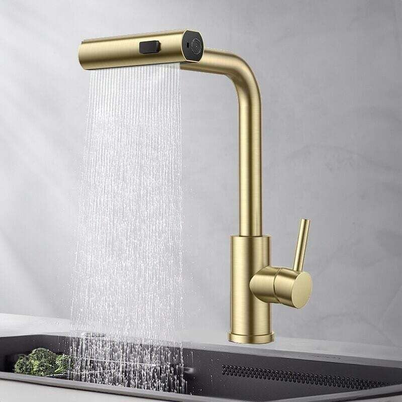 Edelstahl Pull Out Küchenarmatur Wasserfall Warm- und Kaltwasser Spülbecken Wasserhahn