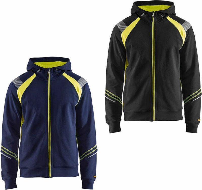 Blaklader - 3433 Arbeits-Sweatshirt mit Kapuze Warnschutz Einsätzen - l - Schwarz / Gelb - Schwarz / Gelb