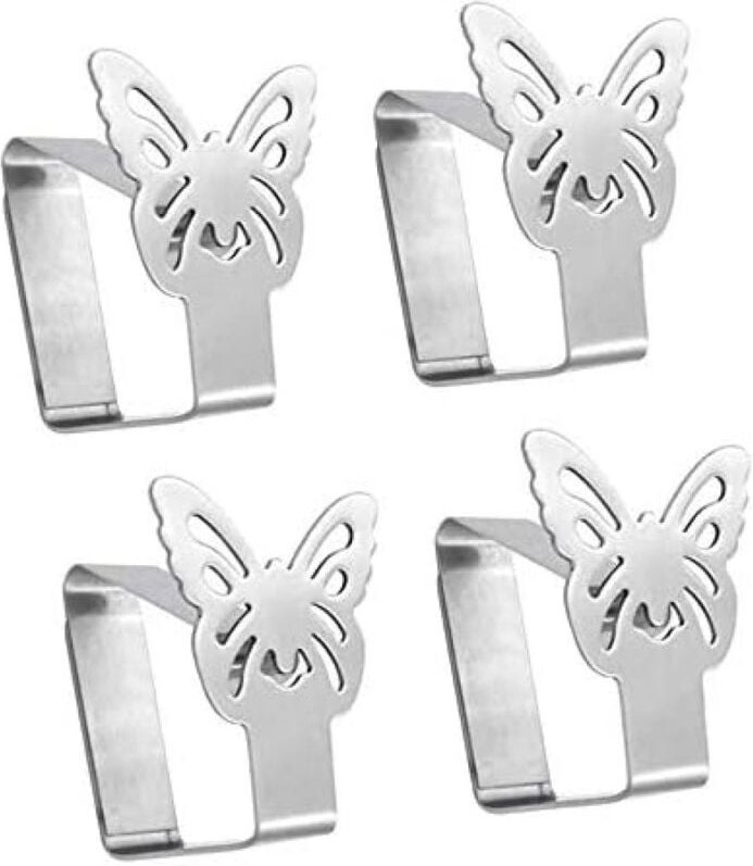 Thumbnail - Longziming - 4er-Pack Tischdeckenklammern aus Edelstahl, Tischdeckenklemmen, Tischdeckenhalter, Bezüge (Schmetterling)