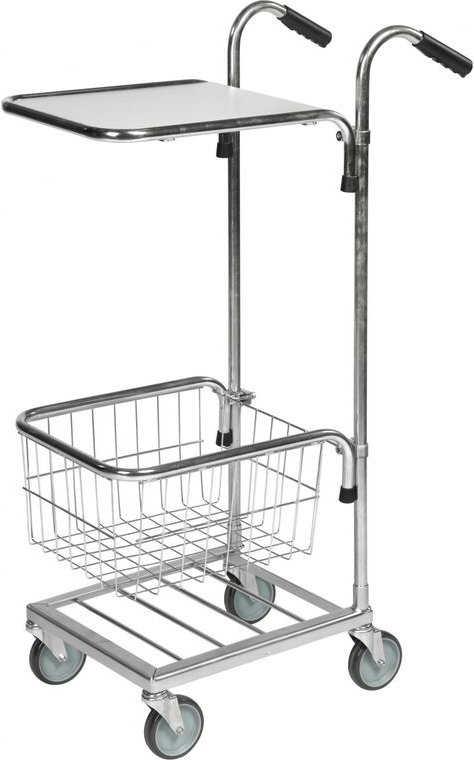 Kongamek Mini- Servierwagen verzinkt mit Ladefläche 410x355mm und Korb ohne Bremse