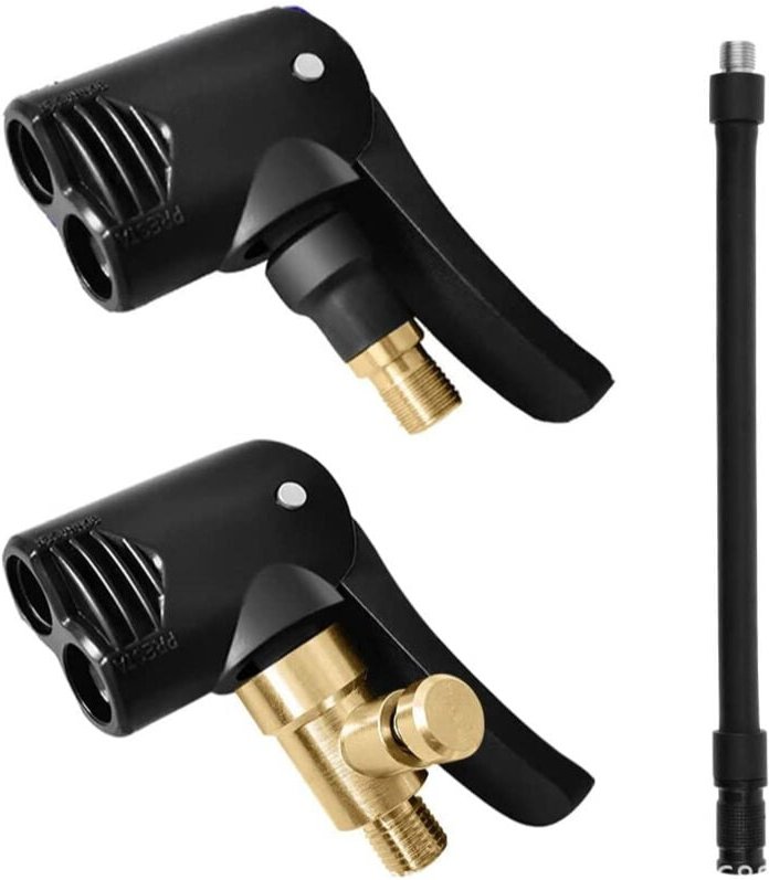 Thumbnail - 2 Stück Autoreifen-Ventiladapter, Füllspitze, Adapter, Ersatzpumpenkopf mit Gewinde und Doppelventil, für Auto-, Fahrrad...