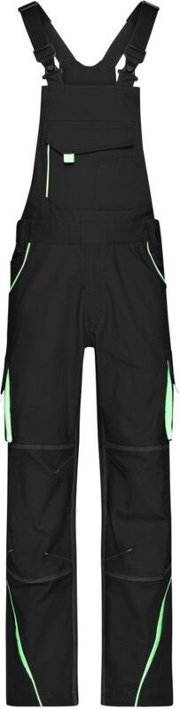 James&nicholson - Funktionelle Latzhose JN848 Gr. 58 black/lime-green