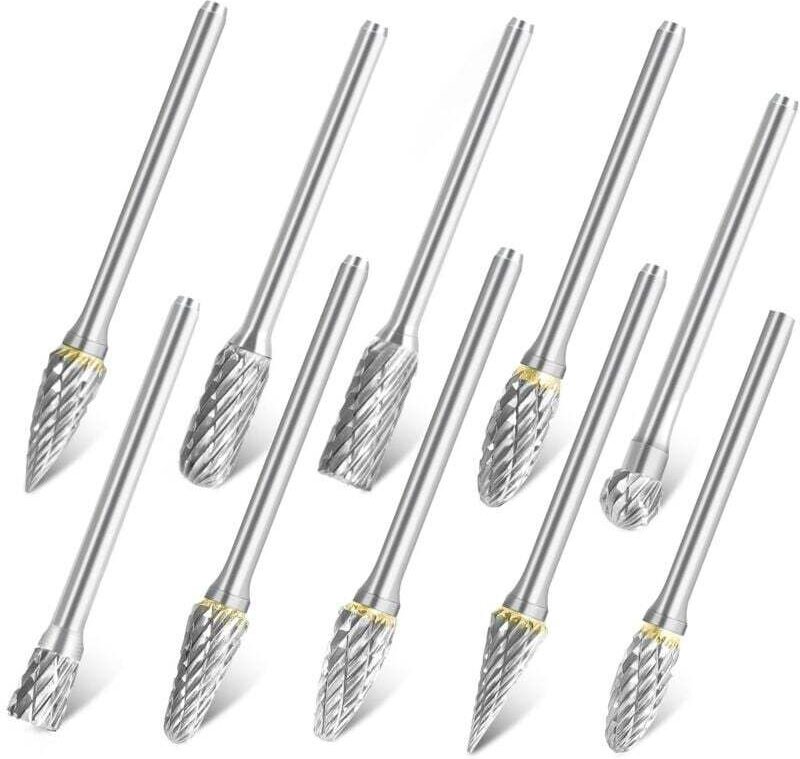 YMYNY 10-teiliges Hartmetall-Frässtift-Set, kompatibel mit Dremel – 3,3-mm-Schaft, Rotationswerkzeug für Schleifmaschine...