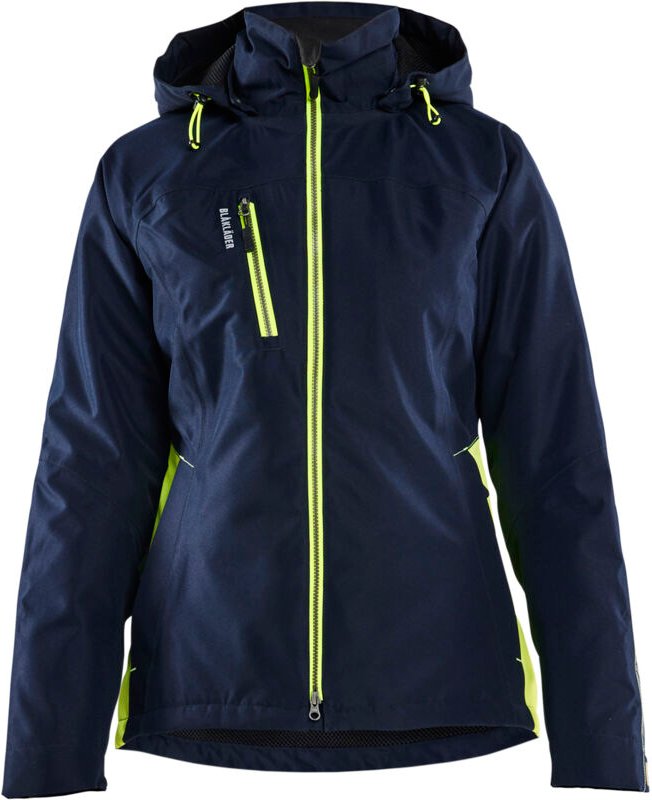 Leichte, gefütterte Hardshell-Arbeitsjacke für Damen 4972 – Dunkelblau/Neongelb XXL