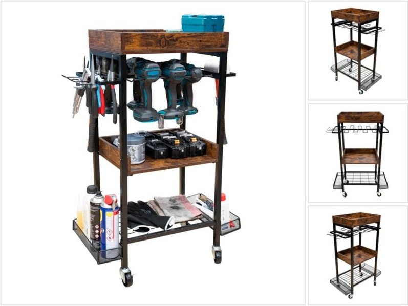 Toolbrothers - Werkstatt Garagen Wagen für Elektro und Hand Werkzeuge aus Metall 86 x 45 x 30 cm ( l x b x t ) Transport...