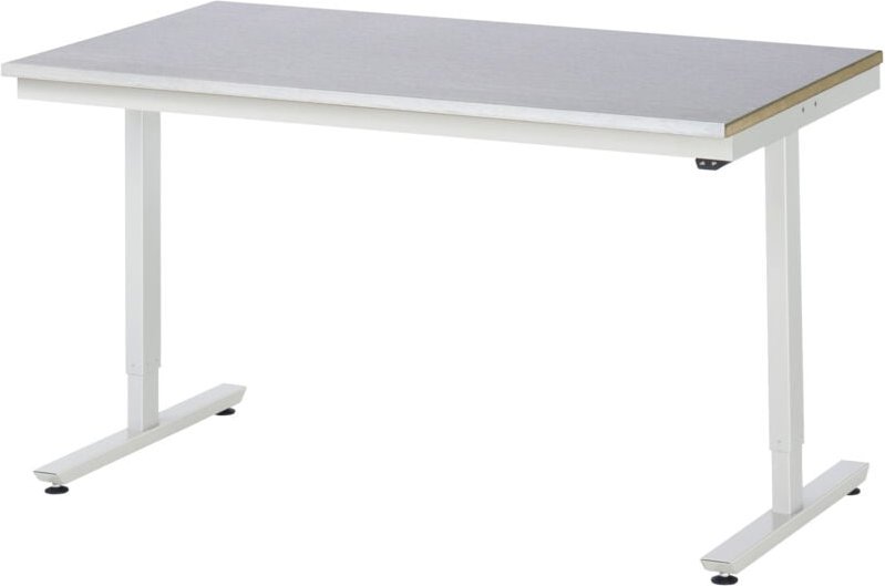 Arbeitstisch adlatus 150 elektrisch höhenverstellbar Arbeitsplatte mit Stahlblechbelag 1500 mm x 800 mm - RAU