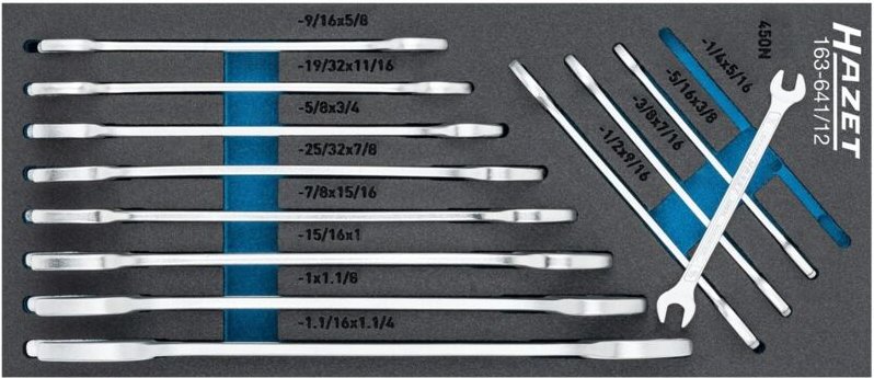 Hazet Schraubenschlüssel Satz, Außen Sechskant Profil, 12-tlg., 1/4 - 1.1/4