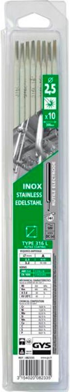 Schweißelektroden VA 2,5 mm 10 Stück-Packung mm - Blister 308L