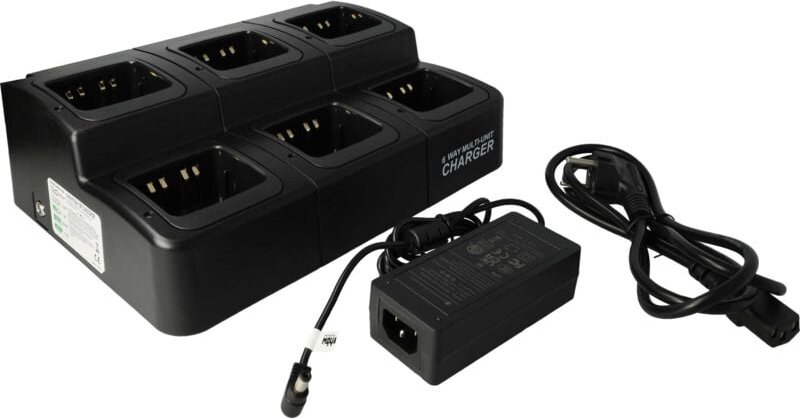 Vhbw - 6-fach Ladegerät kompatibel mit Motorola NNTN9858, NNTN7335 Funkgerät-Akkus - Ladestation + Netzteil, 7,4 v