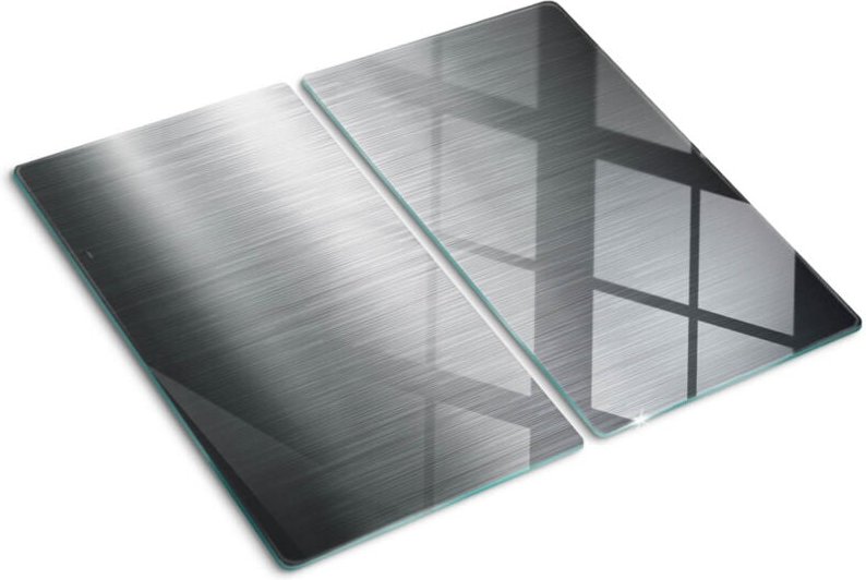 Glasschneideplatten - Schneidebrett aus Glas - Herdabdeckplatten - Gehärtetes Glas – 2x30x52 cm (2er Set) - Metallhinter...