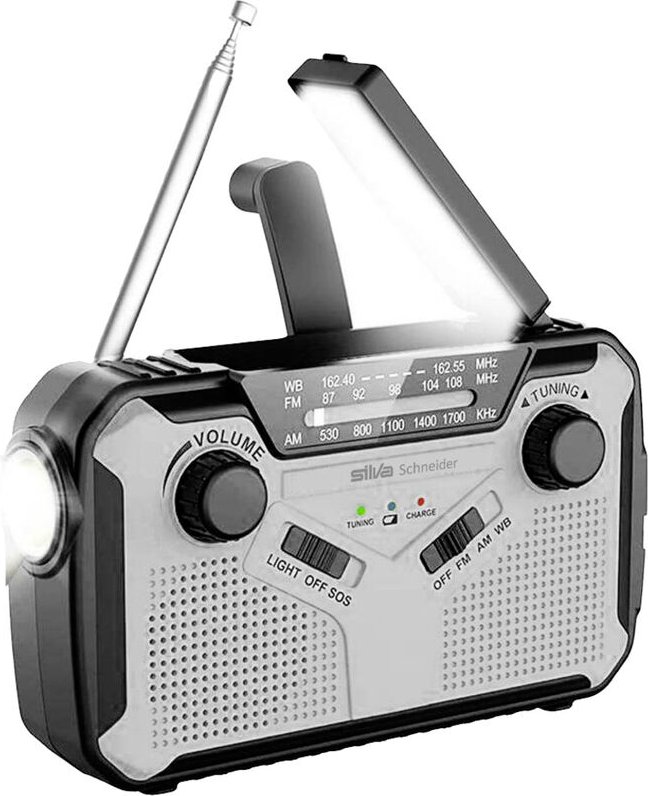 Silva Schneider - sos 112 Outdoorradio ukw, mw Notfallradio Akku-Ladefunktion, Handkurbel, Solarpanel