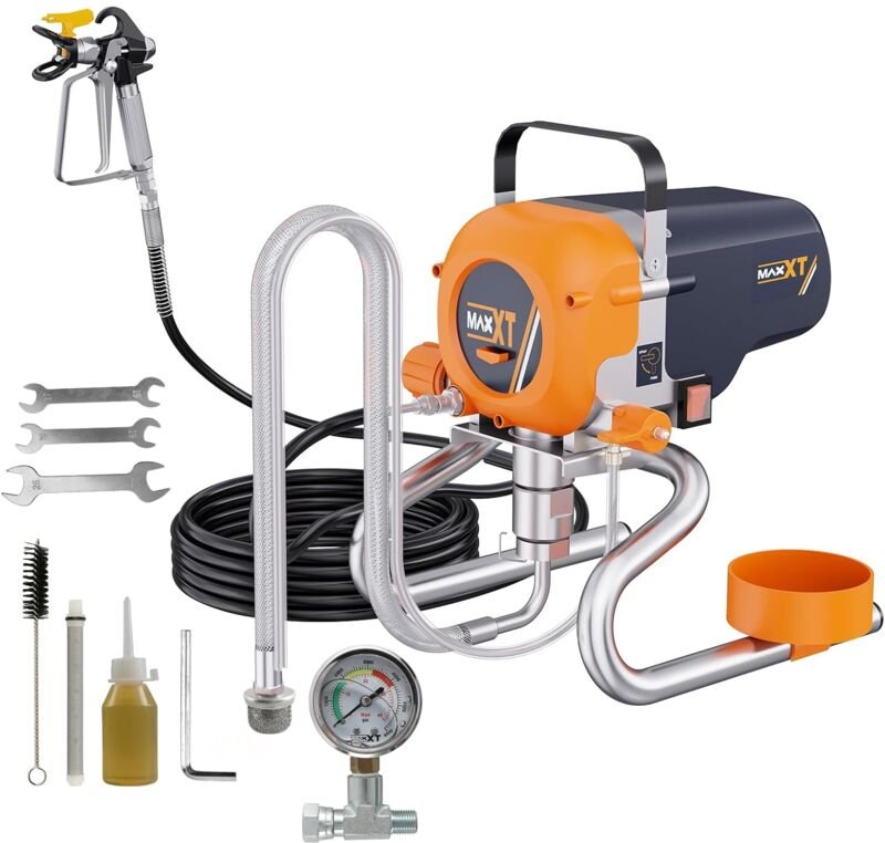 Thumbnail - Airless-Farbspritzgerät 226 bar Hochdruck 1,6 L/min Maximaldurchfluss 7,5 m Hochdruckschlauch Spray-Tip 517 Inkl. Druckr...
