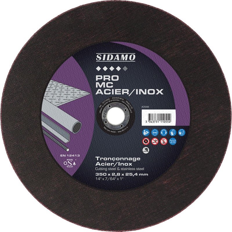 DISQ. TRONC PRO MC INOX EDELSTAHL D.350 x 3 x 25,4 SIDAMO - 10111055