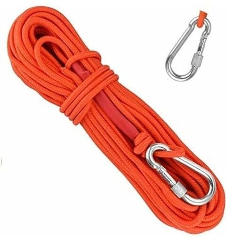 Geflochtenes Seil aus Polypropylen, Kletterseile, 20 m, mit Karabiner, UV-Schutz, Anti-Schimmel, Anti-Korrosion, multifu...