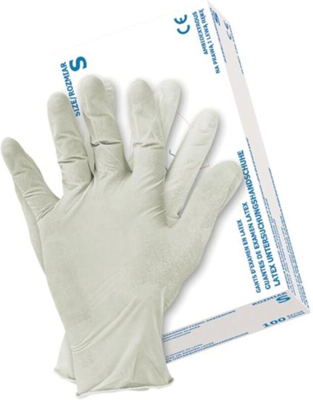 Reis - 100 Stk. Naturlatex Einweghandschuhe Lebensmittelzulassung m