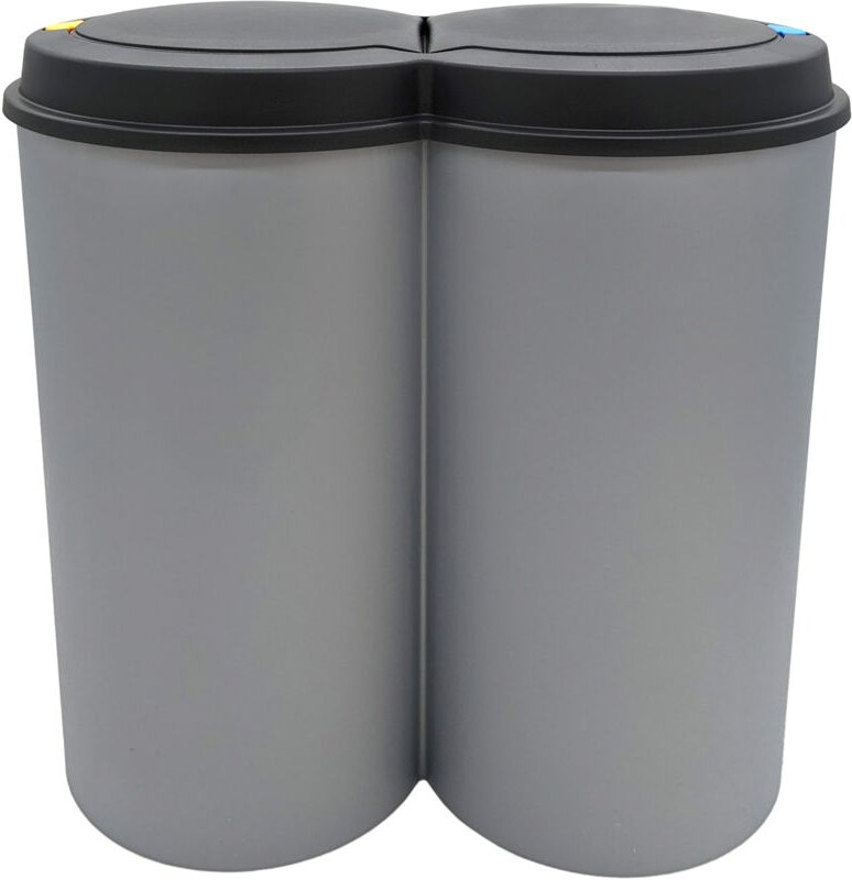 Spetebo - Mülleimer 50 Liter (2x25) in grau mit praktischem Klappverschluss - Mülltrenner Abfalleimer