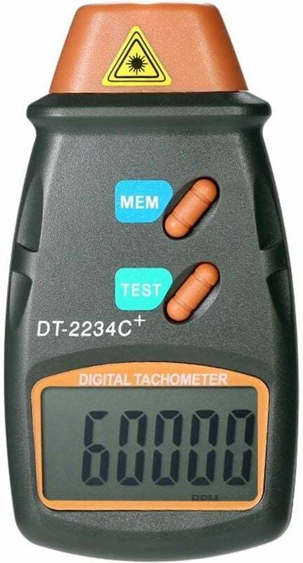 Digitaler Hand-Laser-Tachometer, berührungsloser Drehzahlmesser, Bereich 2,5 U/min – 99,999 U/min, LCD-Display mit 3 ref...