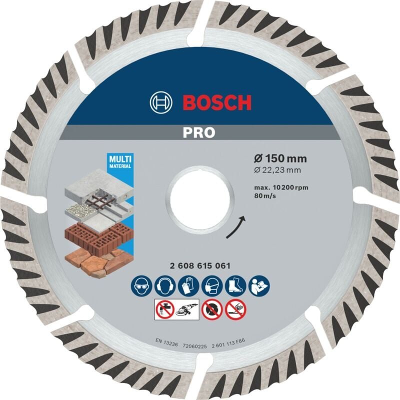 Pro Multi Material Diamanttrennscheibe, 150 x 22,23 mm, 10 Stück - Bosch
