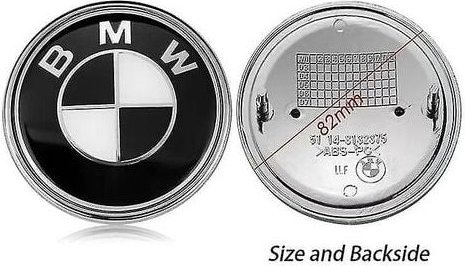 Bmw Logo für die Motorhaube vorne und hinten, normal, Schwarz und Weiß, 82 mm, 4 Packungen