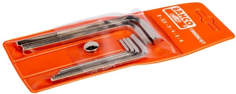 Bahco Metrischer Sechskant-Winkelschraubendreher-Satz, vernickelt, 2 bis 6 mm - 6-tlg.