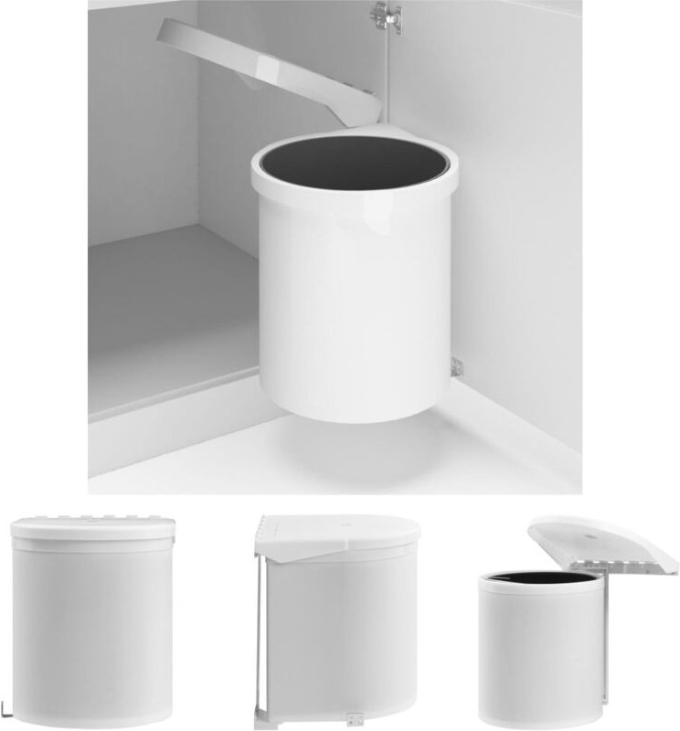 The Living Store - Küchen-Einbau-Mülleimer Kunststoff 12 l - Mülltonnen & Abfalleimer - Weiß