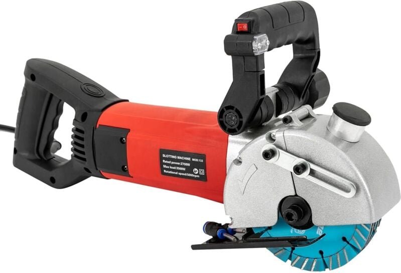 Mauernutfräse Schlitzmaschine 2700W Betonfräse Schlitzfräse Wandfräse Staubfreie Mauerfrase mit Max. Schlitztiefe 42mm/B...