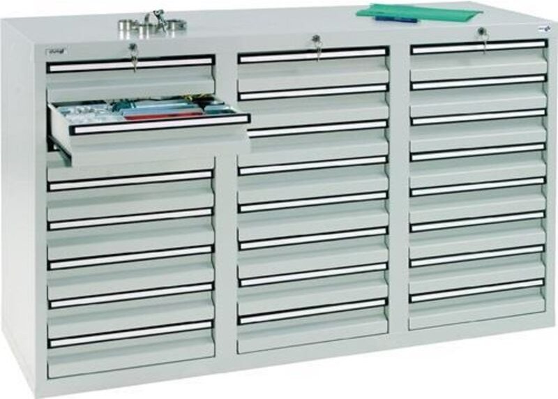 Schubladenschrank Serie sts 410, 24 Schubladen lichtgrau (24x100mm) - Stumpf