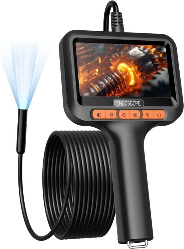 10 m Endoskopkamera mit Bildschirm und Licht, 1920p HD-Rohrkamera mit 4,3-Zoll-IPS-Bildschirm und 8 einstellbaren LEDs, ...