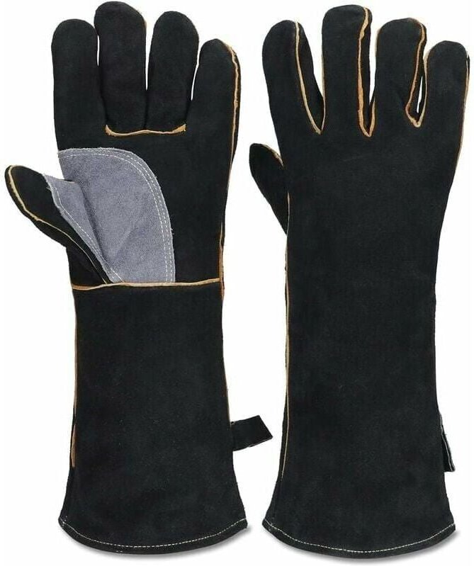 Thumbnail - Guanti estremamente resistenti al fuoco e al calore, realizzati in pelle con cuciture in Kevlar, ideali per caminetti, s...