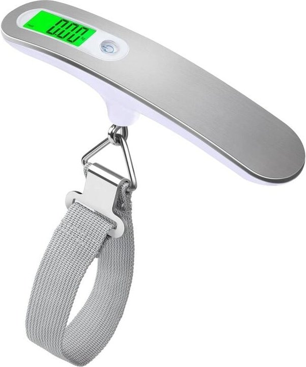 Thumbnail - Jusch - Elektronische Gepäckwaage, ABS/Edelstahl, LCD-Display, grüne Hintergrundbeleuchtung, 50 kg, silber