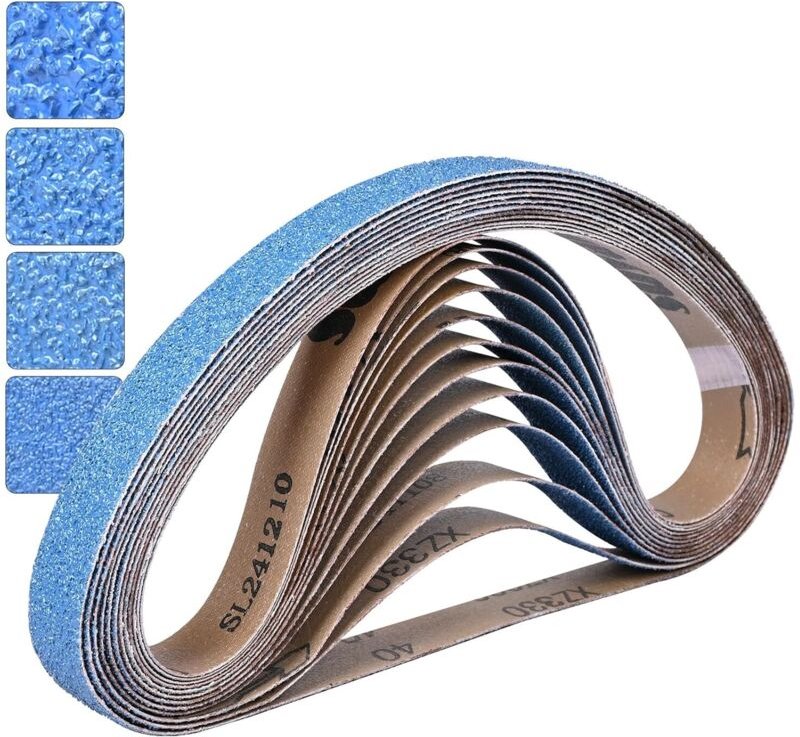 Thumbnail - 25 x 762 mm Zirkonkorund-Schleifbänder, 12 Stück, Körnung 40/60/80/120, Schleifen von Metallverbindungen, Rostentfernung