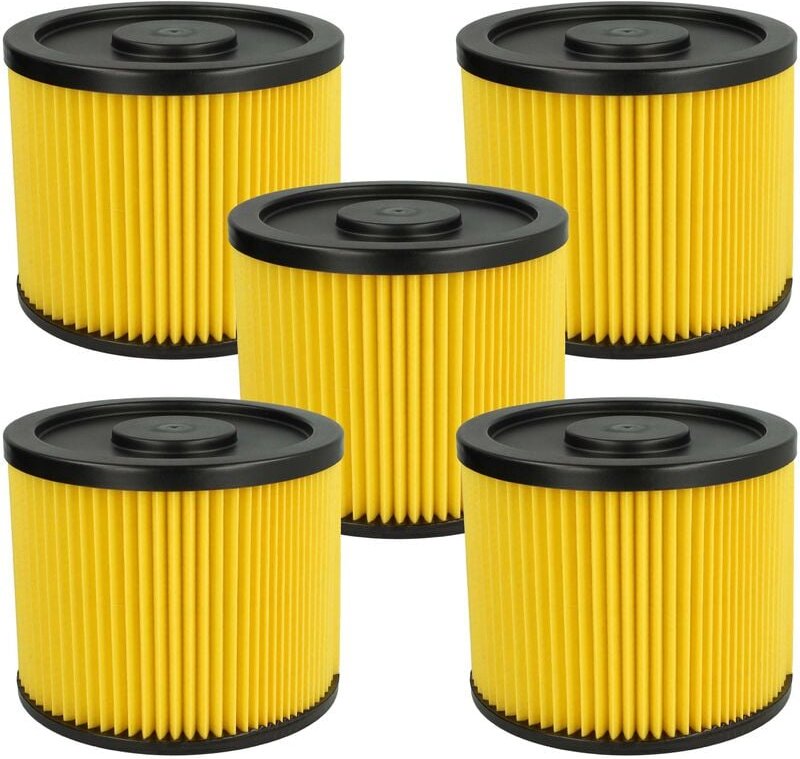 5x Faltenfilter kompatibel mit Lidl Parkside ian 69502, 55929 Staubsauger - Filter, Patronenfilter, gelb - Vhbw
