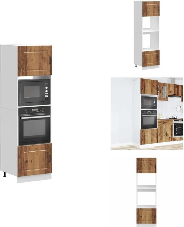 Herdumbauschränke 2 Stk. Lucca Altholz-Optik Holzwerkstoff - Herdumbauschrank - Herdumbauschränke - Backofenschrank - Kü...