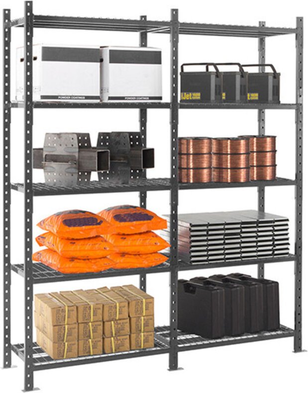 Regale mit Fachböden aus Gitter: Sprinklerstandard - 5 Ebenen - Startmodul - BxHxT: 1010x2500x600mm - RAYOSPR/5N/1060/D