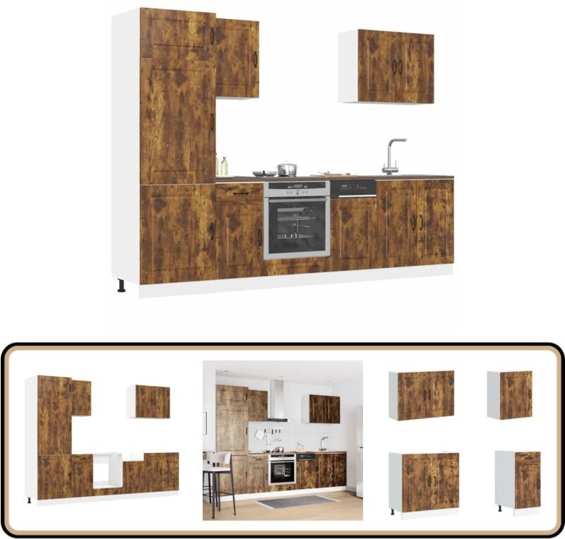 Vidaxl - 7-tlg. Küchenschrank-Set Kalmar Räuchereiche Holzwerkstoff