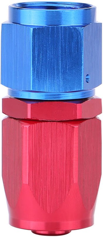 Ej.Life AN8 Kraftstoffleitungs-Schlauchende, Drehgelenk, Ölkühler-Adapter, blau und rot, 0° eloxiert
