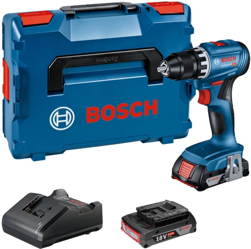 Bosch Akku-Bohrschrauber gsr 18V-45, incl. 2x Akku gba 2 Ah, Ladegerät, l-boxx - Bosch Professional