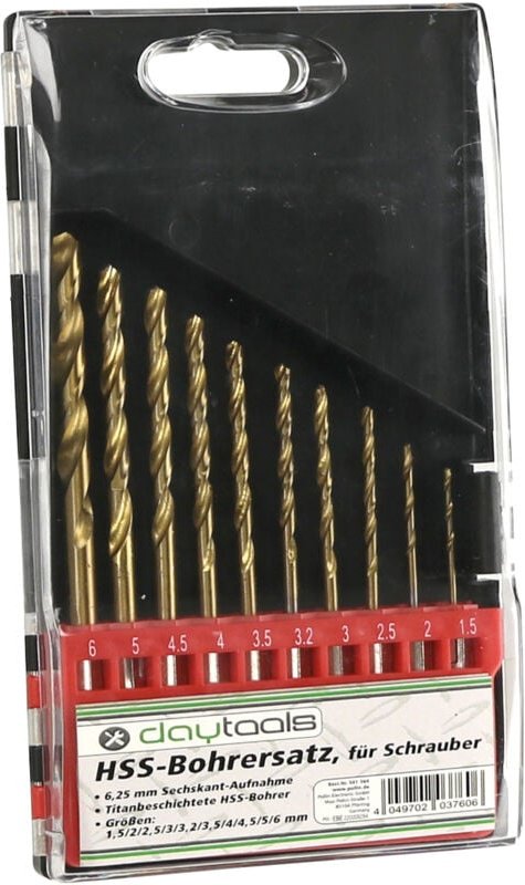 HSS Bohrersatz für Schrauber, 1,5...6 mm, 10-teilig